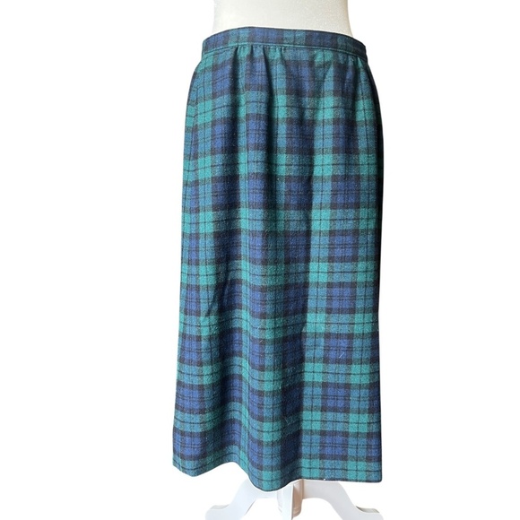 Pendleton Dresses & Skirts - Vintage Wool Pendleton Blue & Green Tartan Long Skirt